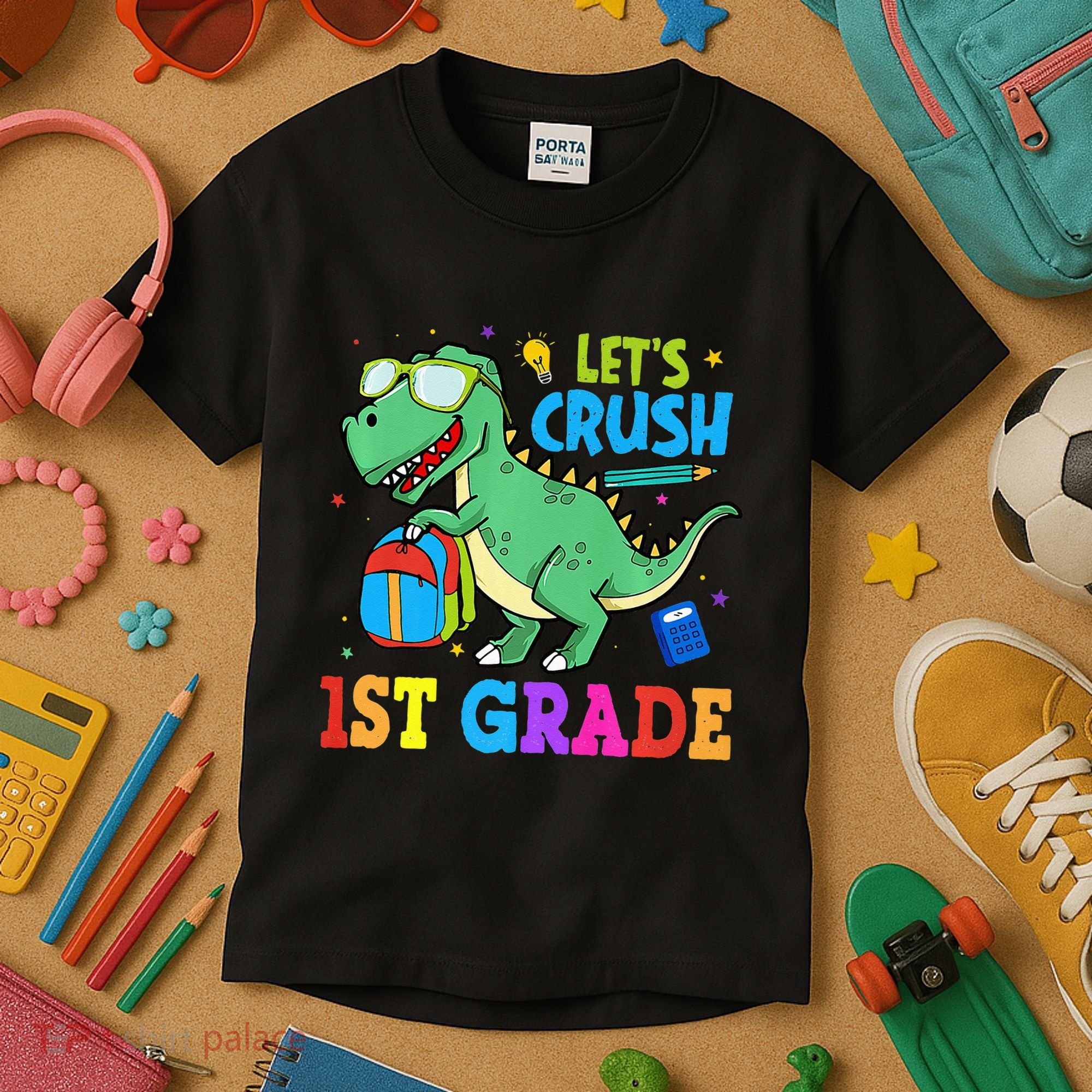 Let's Crush 1st Grade T Rex Dinosaur Back To School Kids T-Shirt
