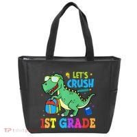 Let's Crush 1st Grade T Rex Dinosaur Back To School Tote Bag thumb 0