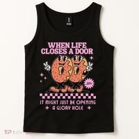 Life Closes A Door Funny Embarrassing Gag Glory Hole Meme Tank Top thumb 2