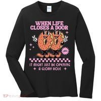 Life Closes A Door Funny Embarrassing Gag Glory Hole Meme Women's Long Sleeve Shirt thumb 0