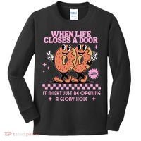 Life Closes A Door Funny Embarrassing Gag Glory Hole Meme Kids Long Sleeve Shirt thumb 0