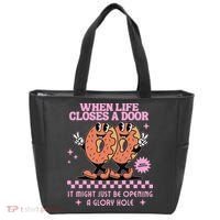 Life Closes A Door Funny Embarrassing Gag Glory Hole Meme Tote Bag thumb 0