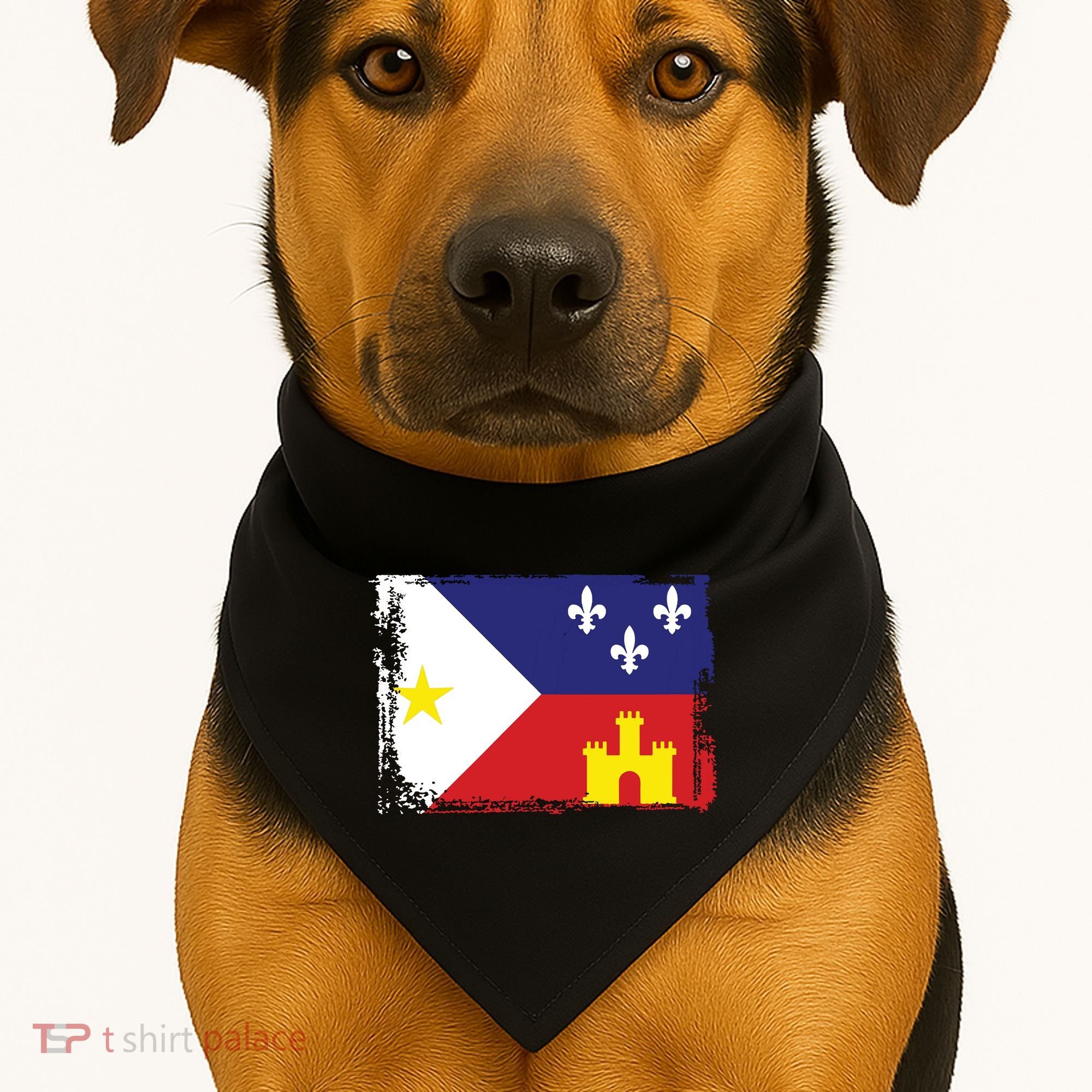 Louisiana Cajun Acadiana Flag USA-Made Doggie Bandana