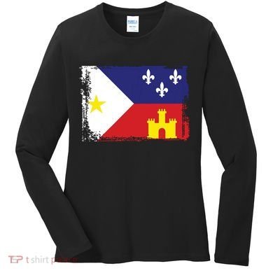 Louisiana Cajun Acadiana Flag Women's Long Sleeve Shirt