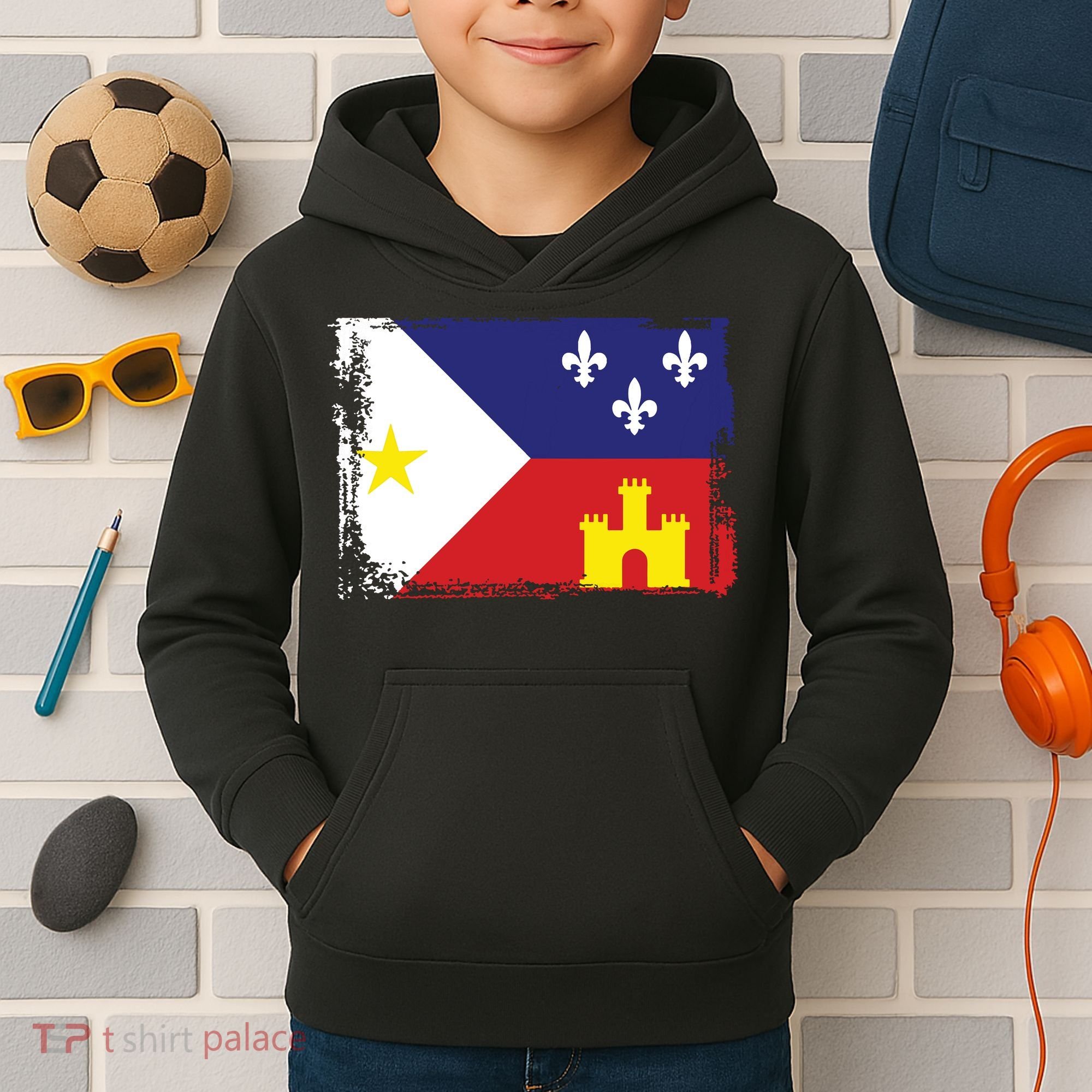 Louisiana Cajun Acadiana Flag Kids Hoodie
