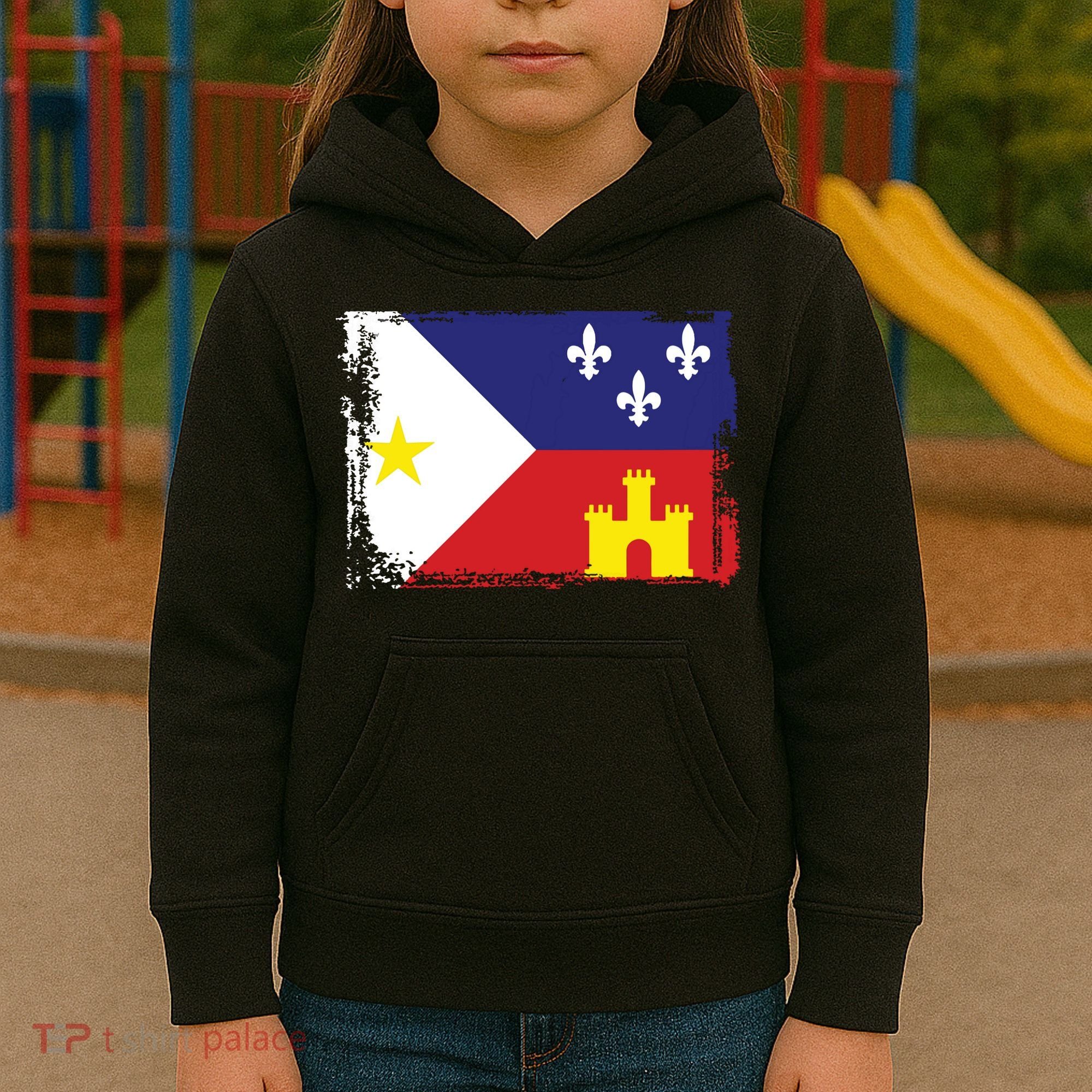 Louisiana Cajun Acadiana Flag Kids Hoodie