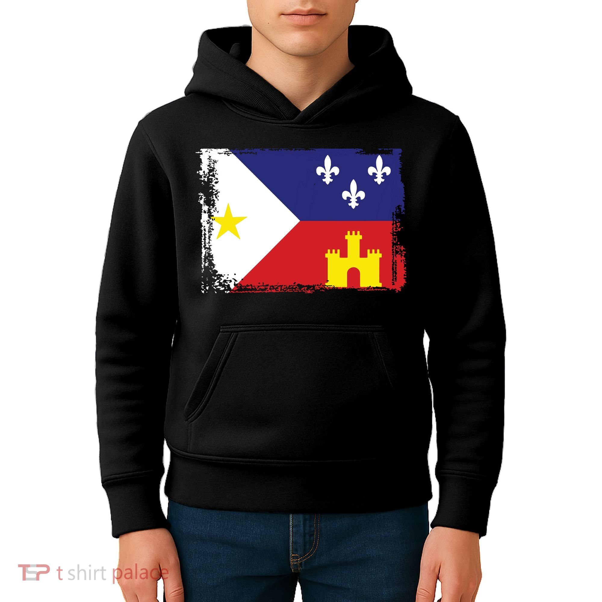 Louisiana Cajun Acadiana Flag Kids Hoodie
