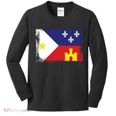 Louisiana Cajun Acadiana Flag Kids Long Sleeve Shirt