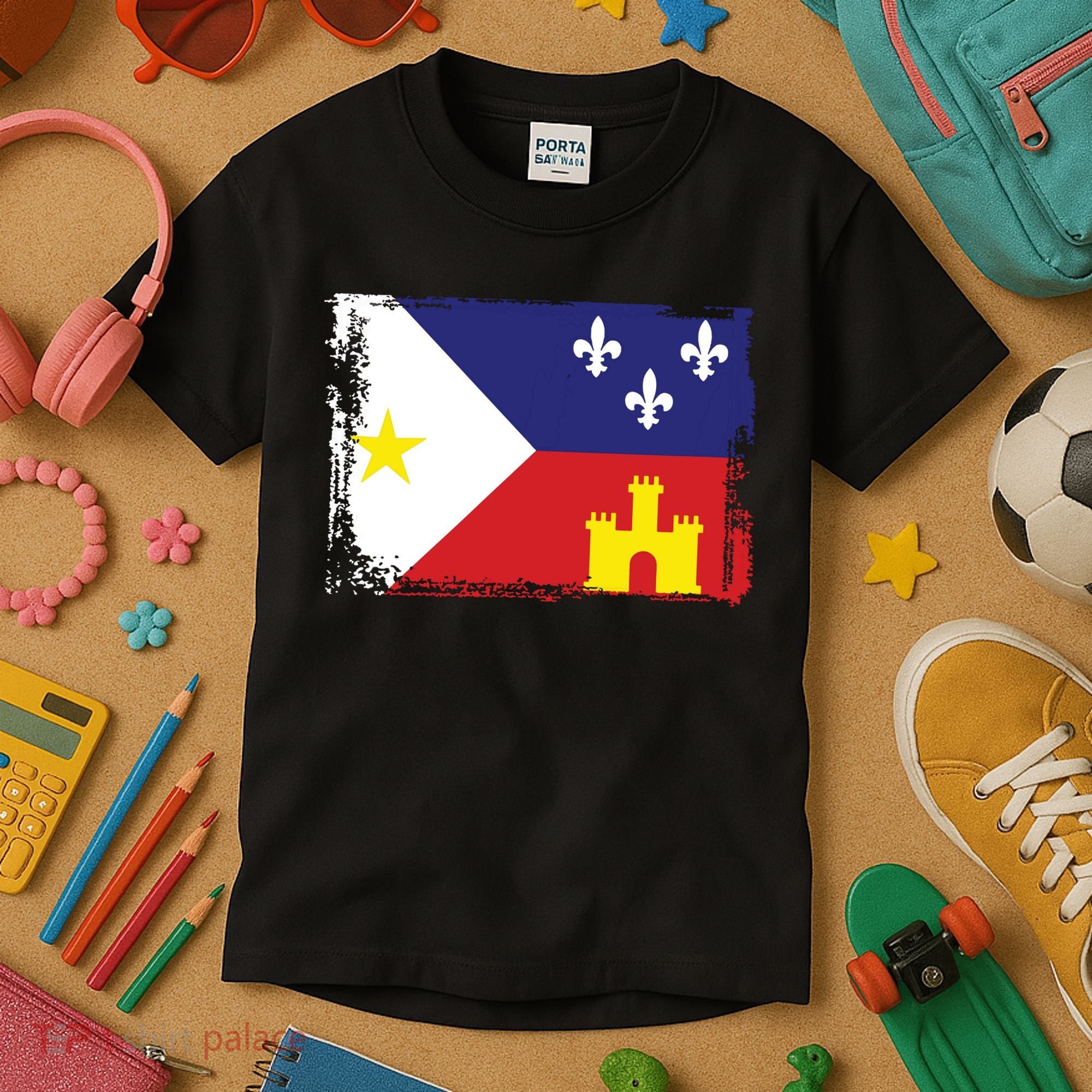 Louisiana Cajun Acadiana Flag Kids T-Shirt