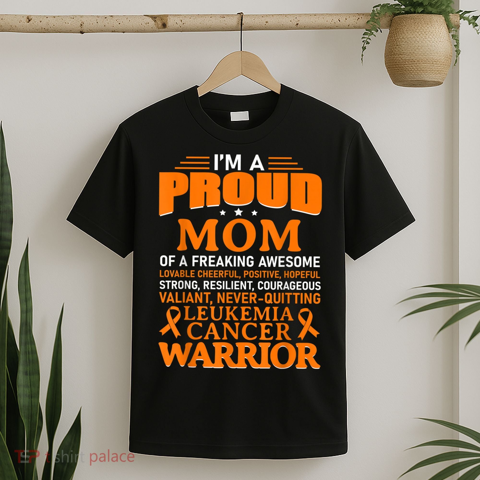 Leukemia Cancer Awareness Survivor Orange Ribbon Mom T-Shirt