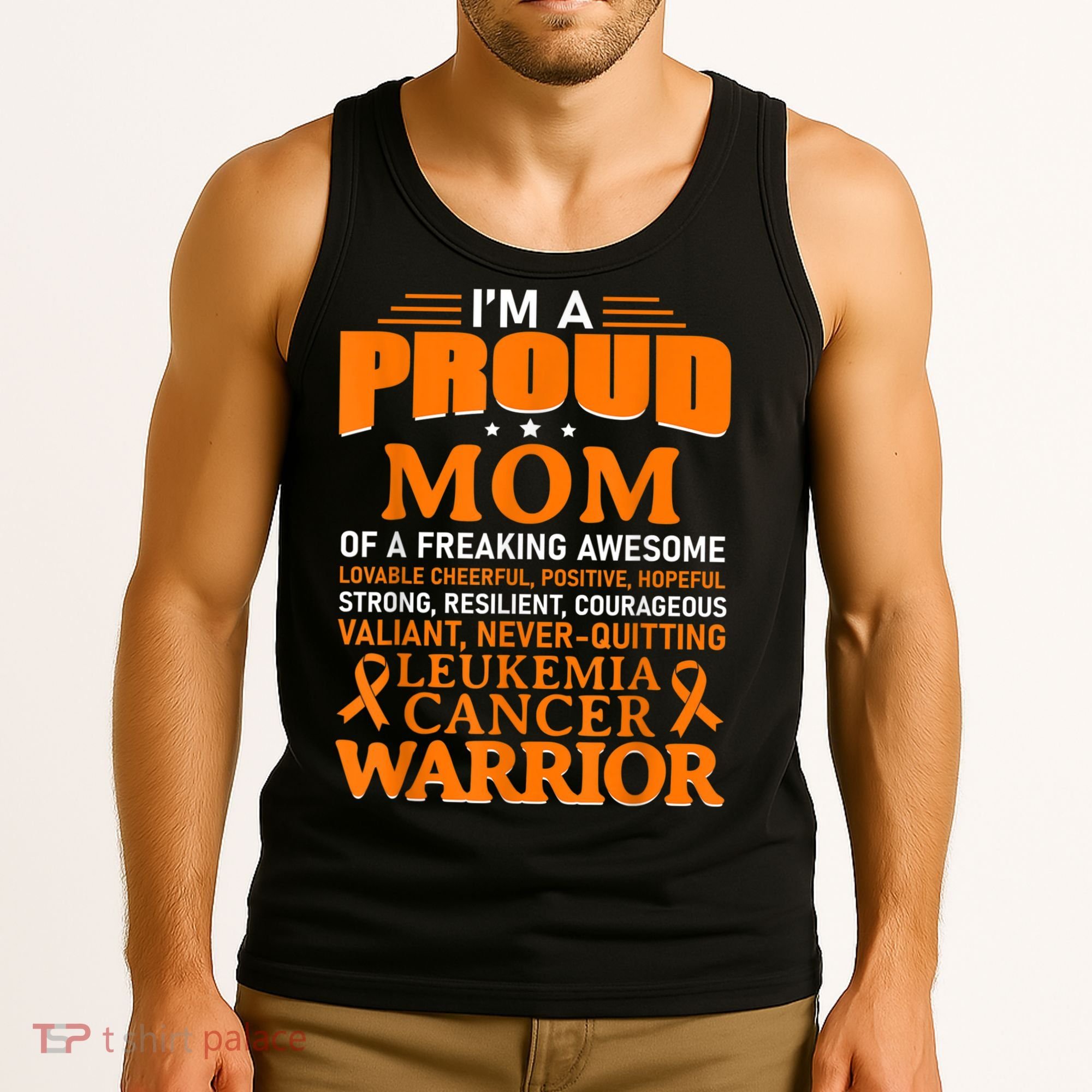 Leukemia Cancer Awareness Survivor Orange Ribbon Mom Tank Top