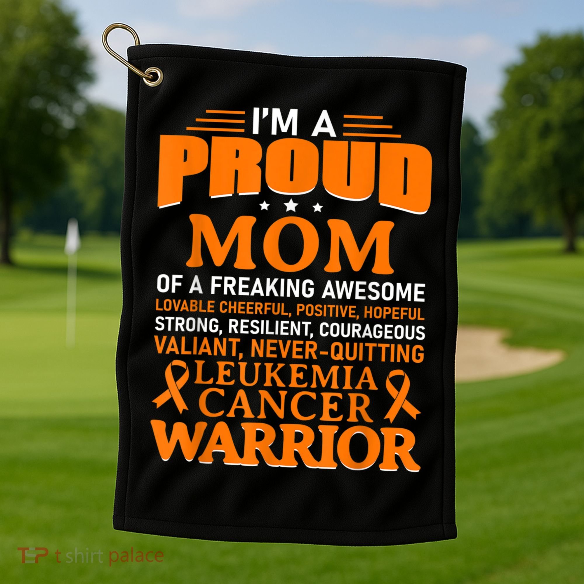 Leukemia Cancer Awareness Survivor Orange Ribbon Mom Golf Towel