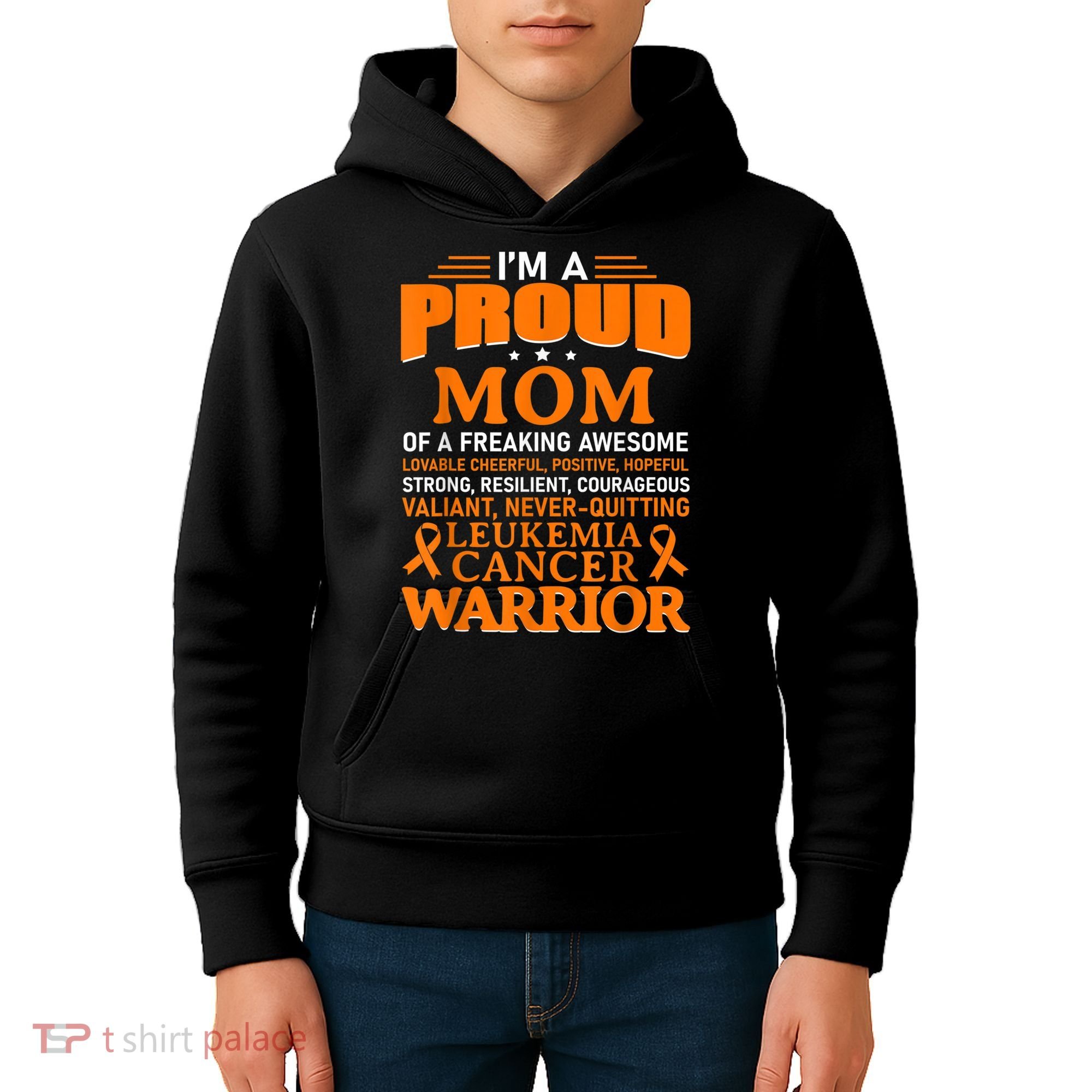 Leukemia Cancer Awareness Survivor Orange Ribbon Mom Kids Hoodie
