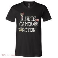 Lights Camera Action Film Director V-Neck T-Shirt thumb 0