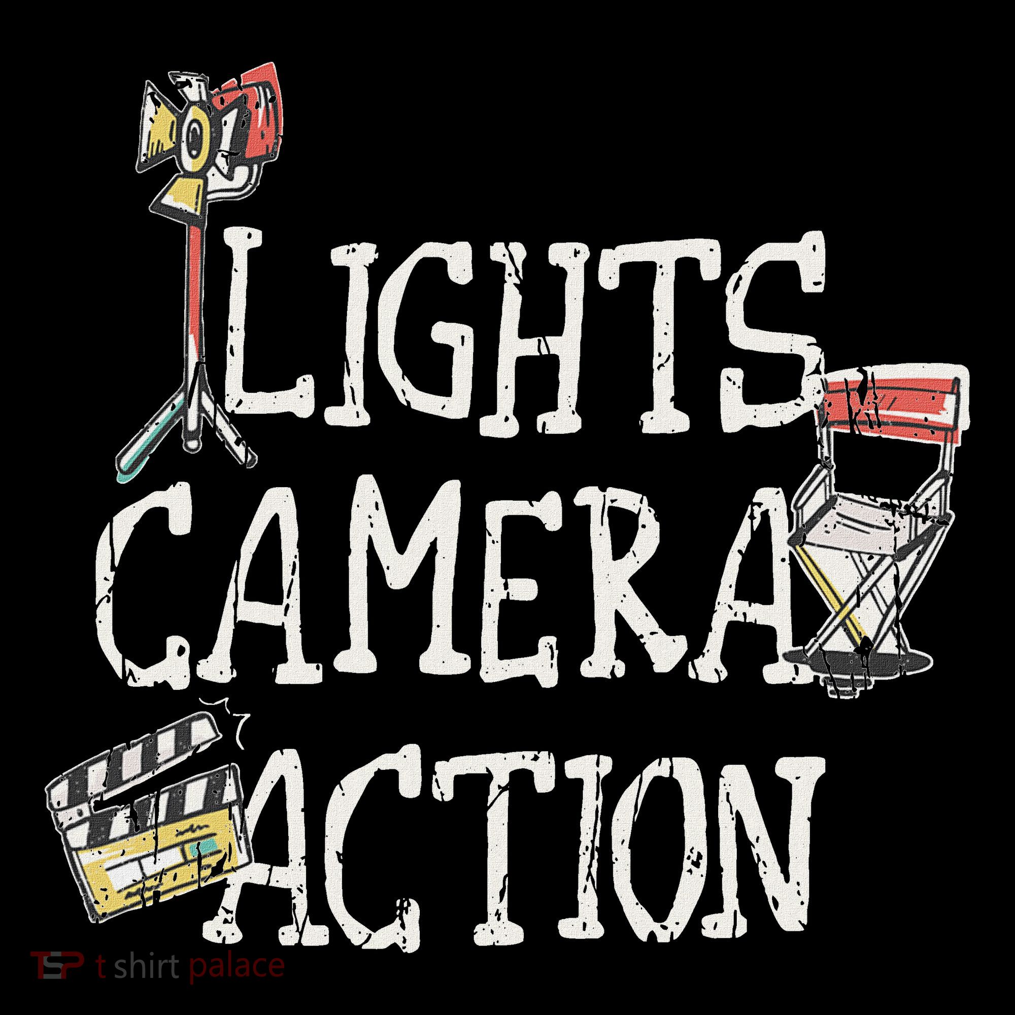 Lights Camera Action Film Director V-Neck T-Shirt