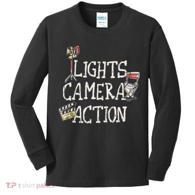 Lights Camera Action Film Director Kids Long Sleeve Shirt