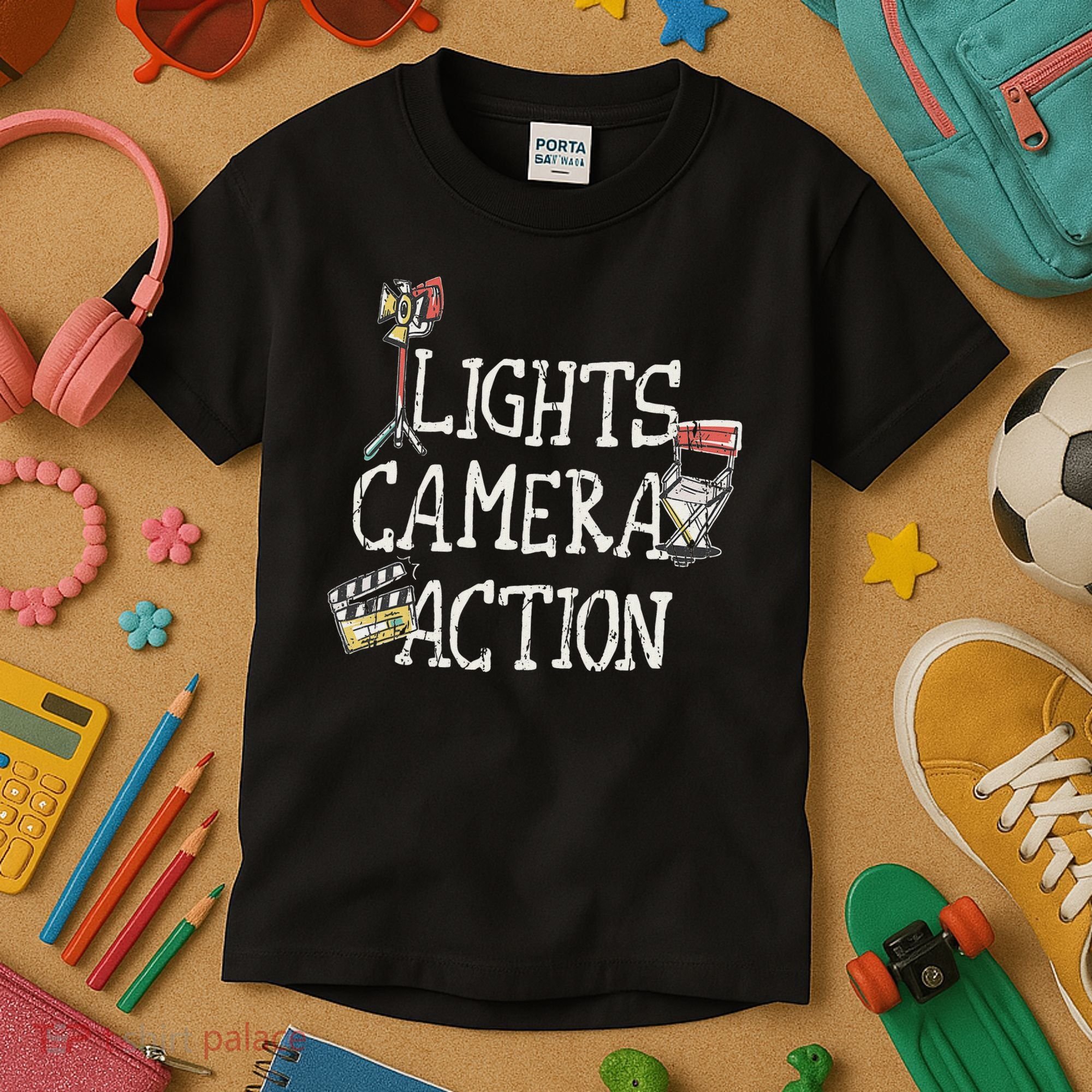 Lights Camera Action Film Director Kids T-Shirt
