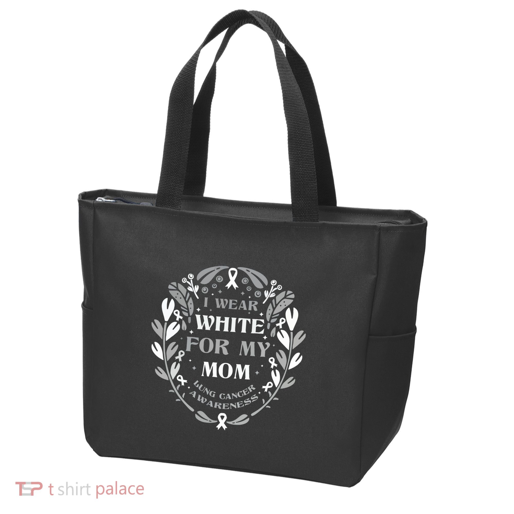 Lung Cancer Awareness For My Mom Lung Cancer Warrior Tote Bag