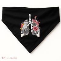Lung Cancer Awareness Floral Flower USA-Made Doggie Bandana thumb 0