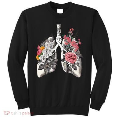 Lung Cancer Awareness Floral Flower Sweatshirt