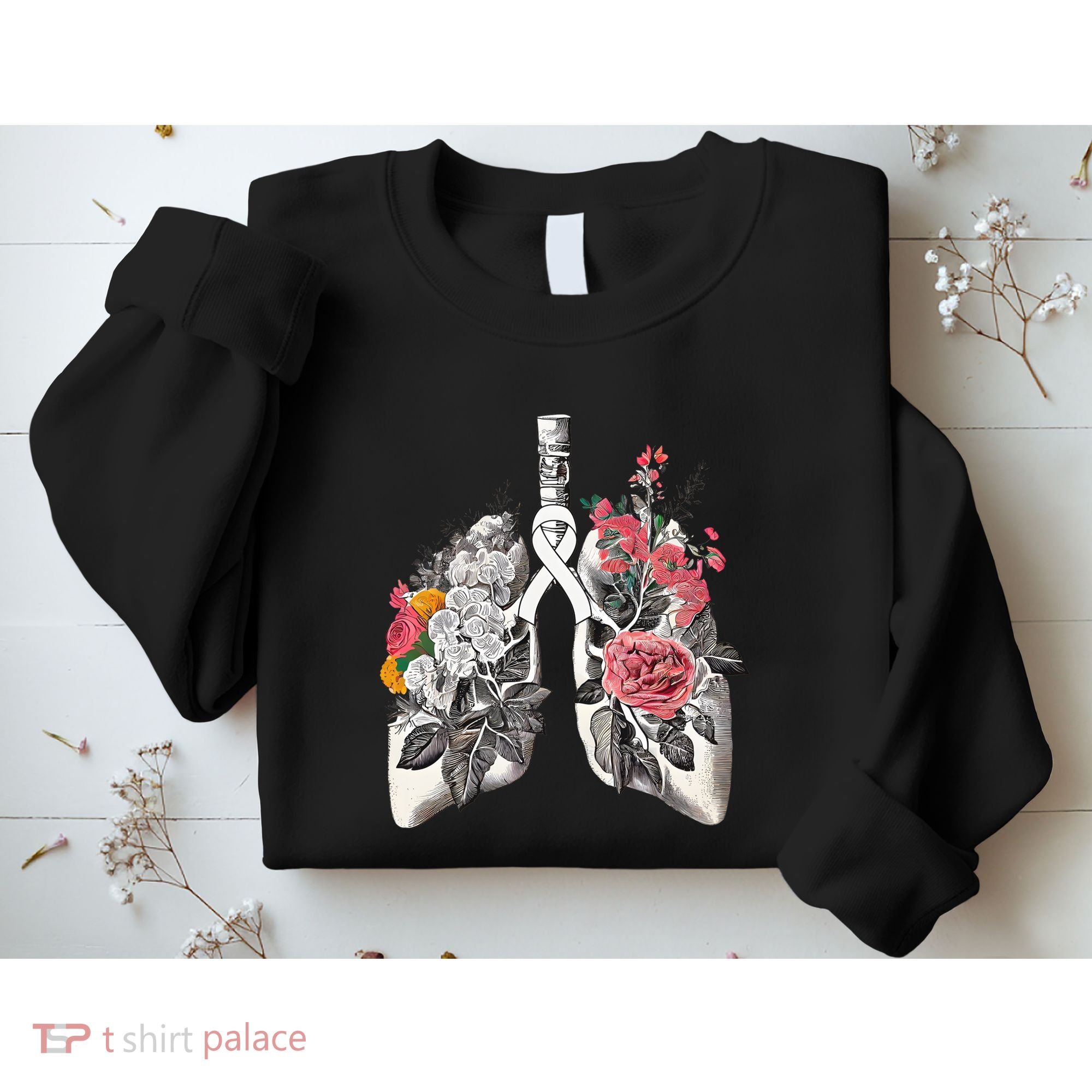 Lung Cancer Awareness Floral Flower Sweatshirt