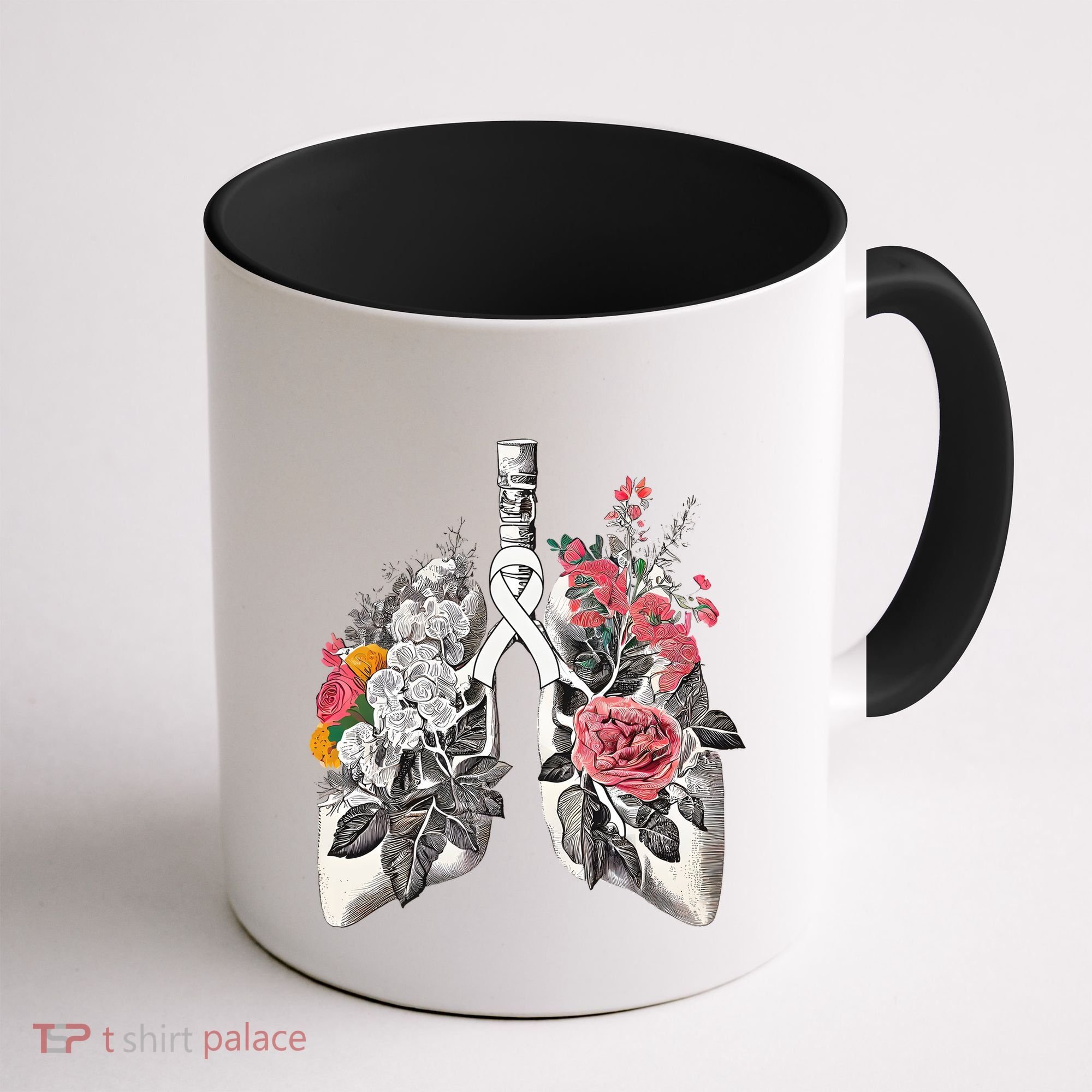 Lung Cancer Awareness Floral Flower Coffee Mug