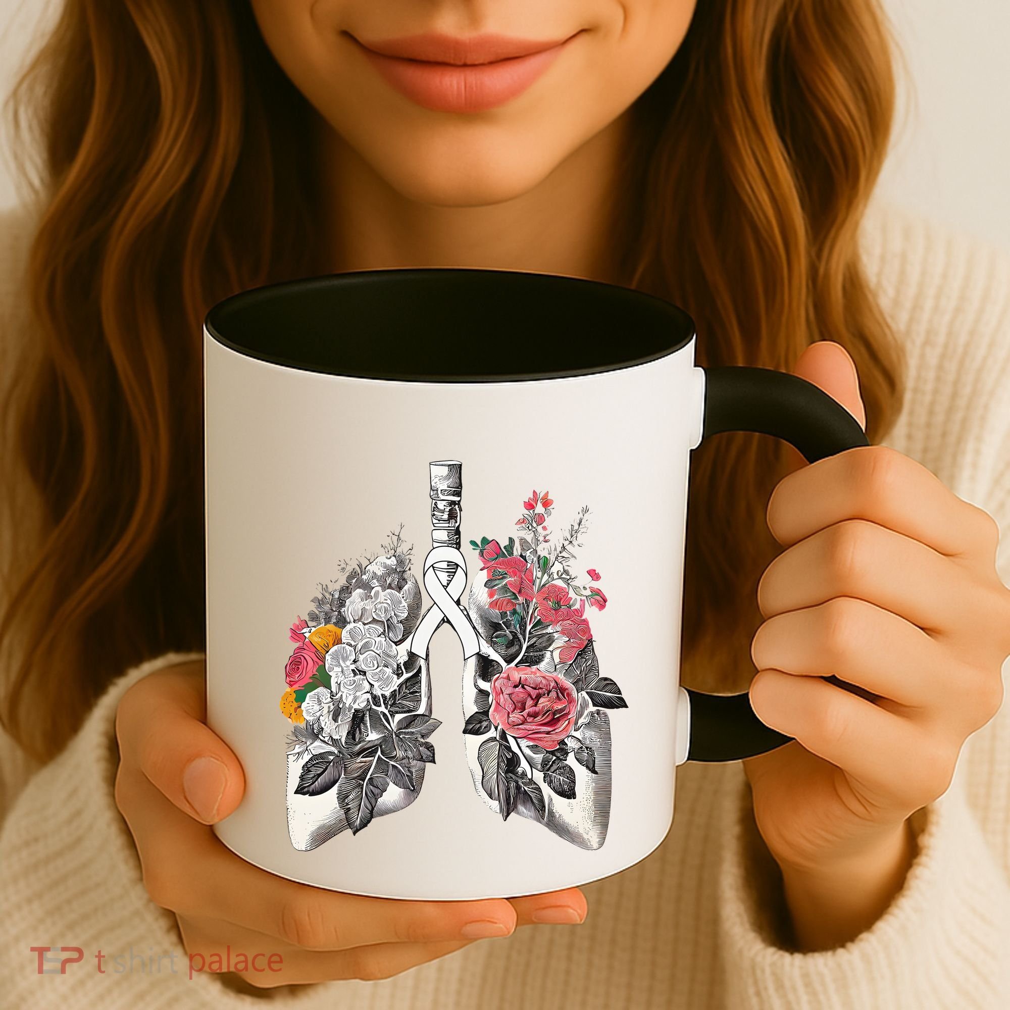 Lung Cancer Awareness Floral Flower Coffee Mug