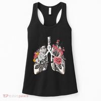 Lung Cancer Awareness Floral Flower Women's Tank Top thumb 0
