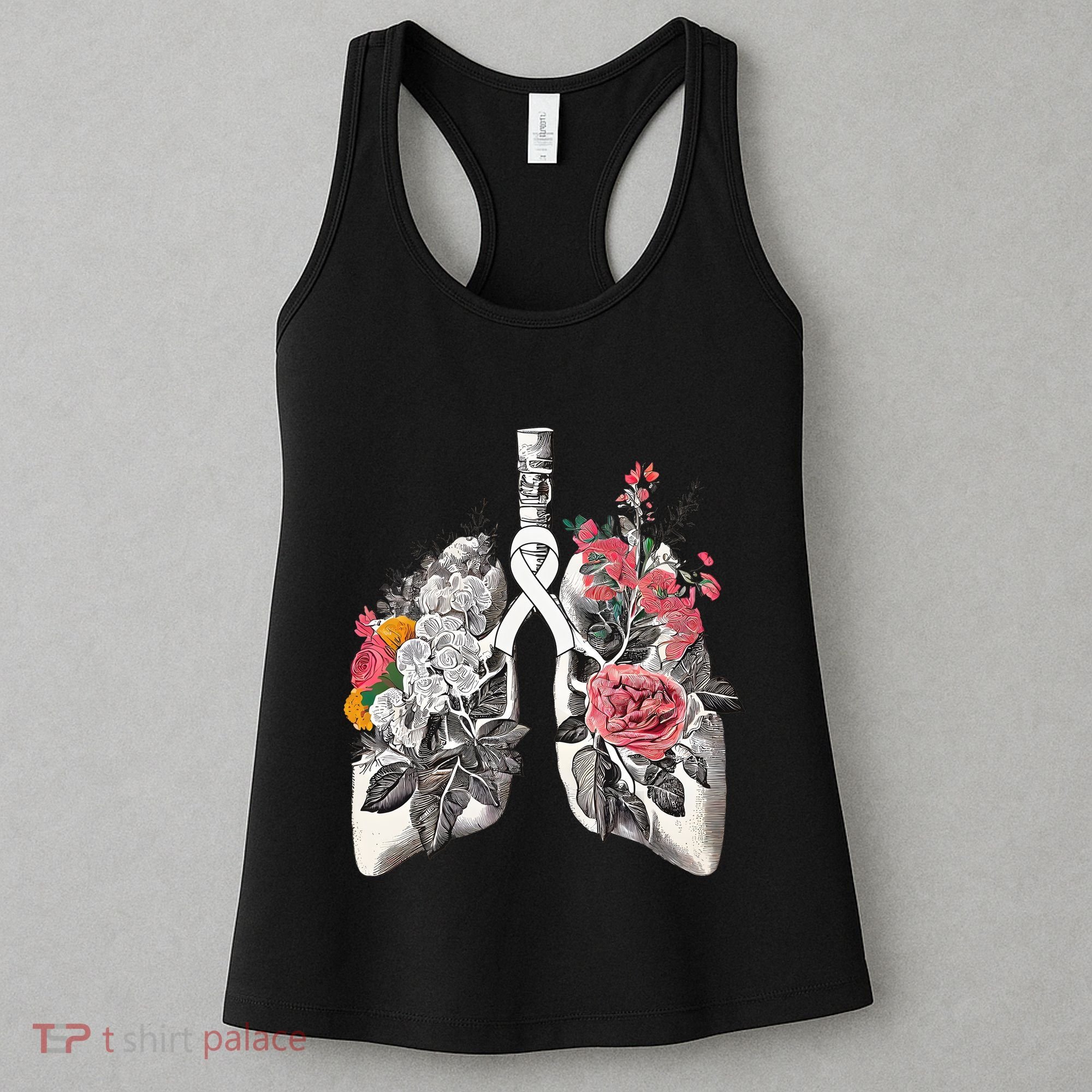 Lung Cancer Awareness Floral Flower Women's Tank Top