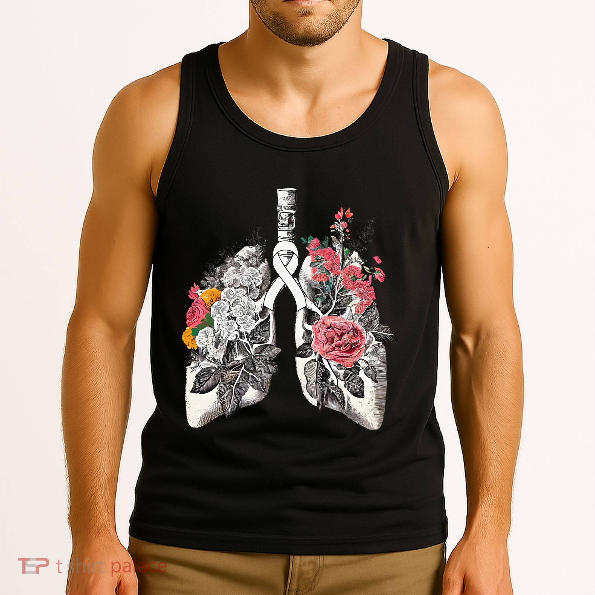 Lung Cancer Awareness Floral Flower Tank Top