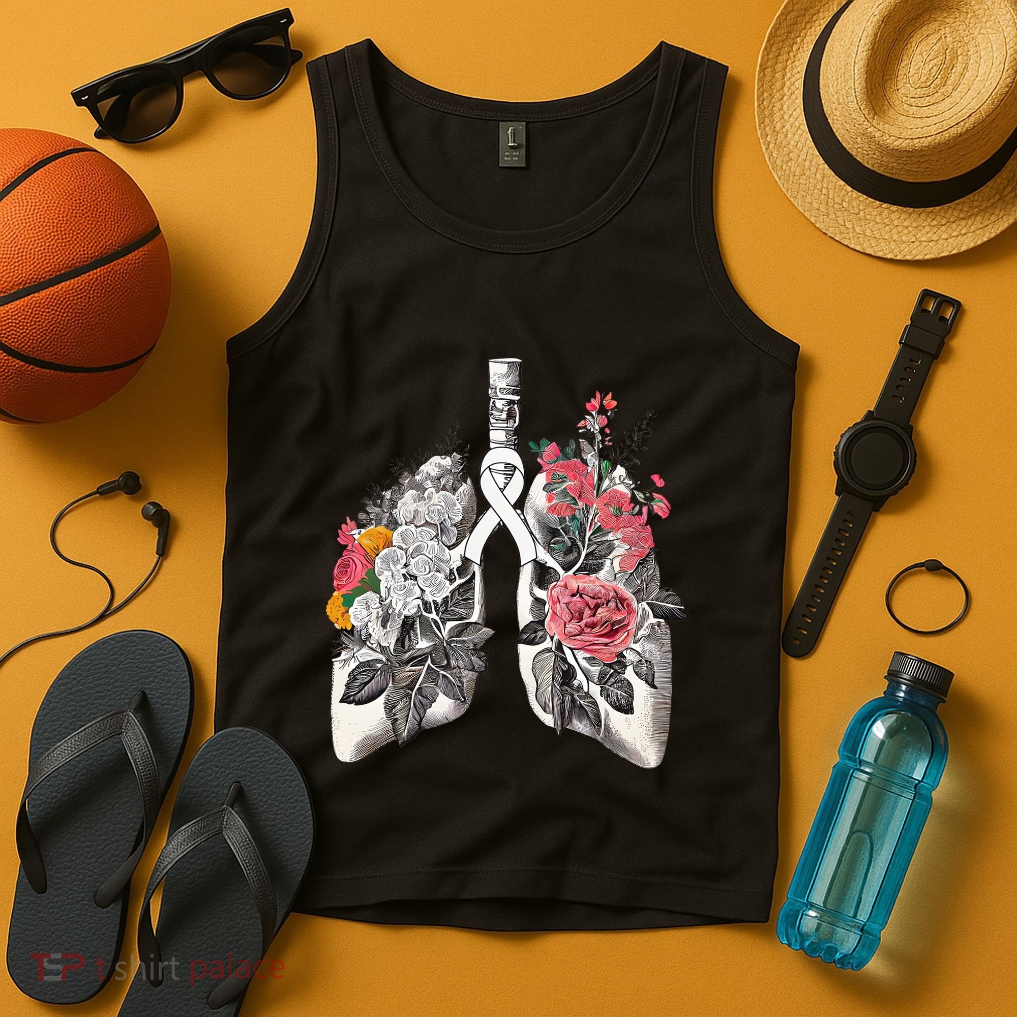 Lung Cancer Awareness Floral Flower Tank Top