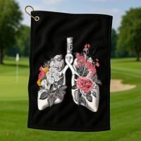 Lung Cancer Awareness Floral Flower Golf Towel thumb 1