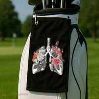 Lung Cancer Awareness Floral Flower Golf Towel thumb 2
