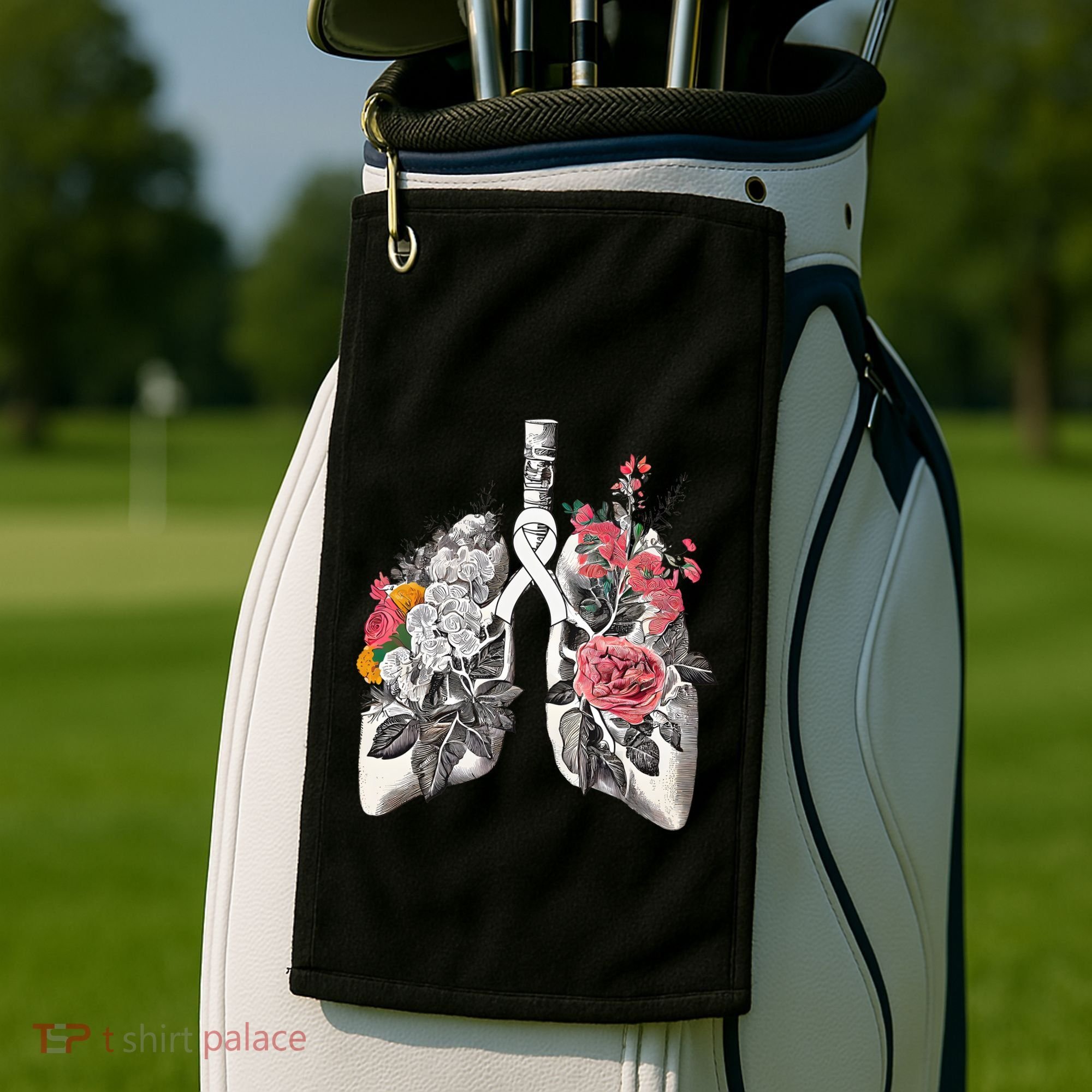 Lung Cancer Awareness Floral Flower Golf Towel