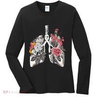 Lung Cancer Awareness Floral Flower Women's Long Sleeve Shirt thumb 0