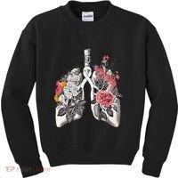 Lung Cancer Awareness Floral Flower Kids Sweatshirt thumb 0