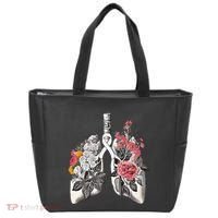 Lung Cancer Awareness Floral Flower Tote Bag thumb 0