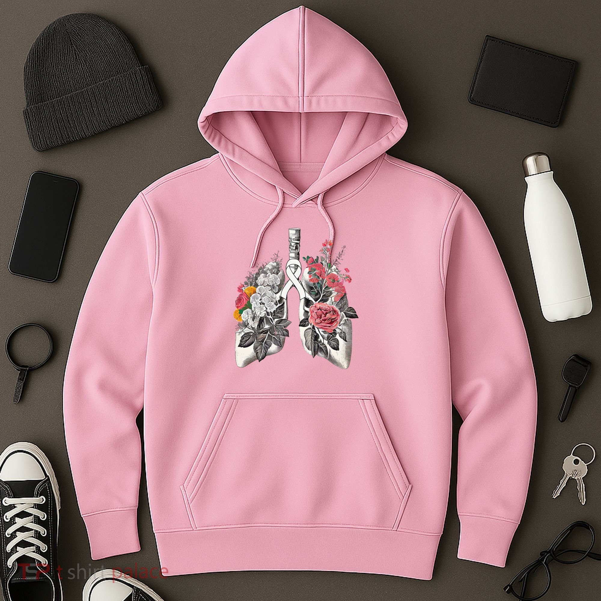 Lung Cancer Awareness Floral Flower Hoodie