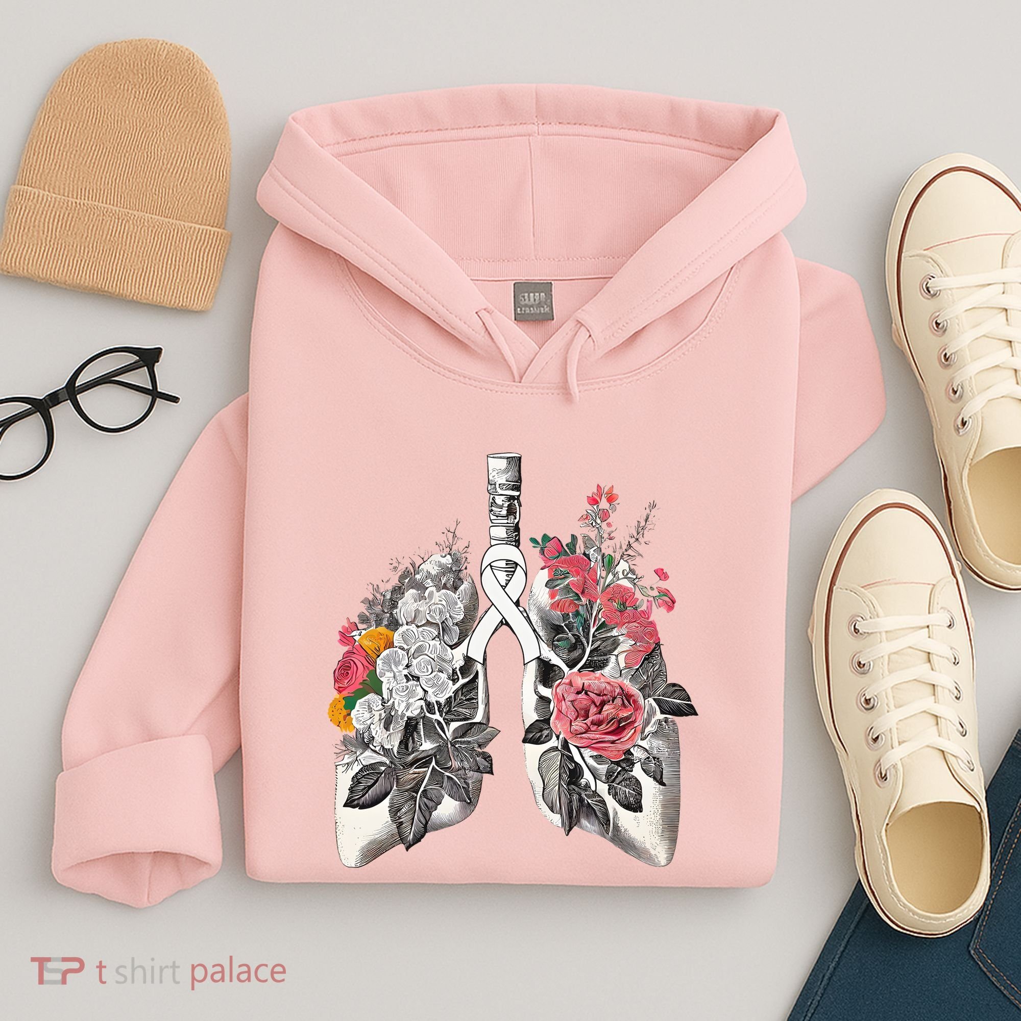 Lung Cancer Awareness Floral Flower Hoodie