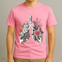 Lung Cancer Awareness Floral Flower T-Shirt thumb 3