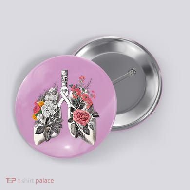 Lung Cancer Awareness Floral Flower Button