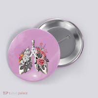 Lung Cancer Awareness Floral Flower Button thumb 0