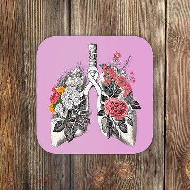 Lung Cancer Awareness Floral Flower Coaster