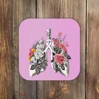 Lung Cancer Awareness Floral Flower Coaster thumb 0