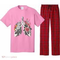 Lung Cancer Awareness Floral Flower Pajama Set thumb 0