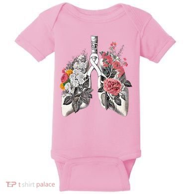 Lung Cancer Awareness Floral Flower Baby Bodysuit