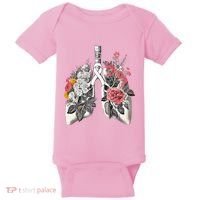 Lung Cancer Awareness Floral Flower Baby Bodysuit thumb 0