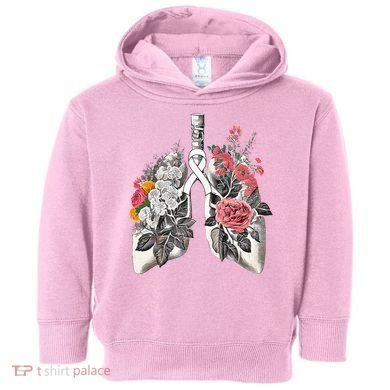 Lung Cancer Awareness Floral Flower Toddler Hoodie