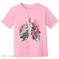 Lung Cancer Awareness Floral Flower Toddler T-Shirt thumb 0
