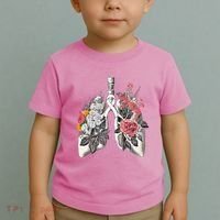 Lung Cancer Awareness Floral Flower Toddler T-Shirt thumb 2